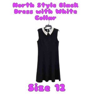 Clothing - North Style Black Dress with White Collar Size 12